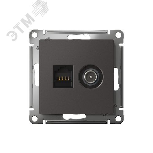 ATLASDESIGN РОЗЕТКА двойная ТВ + компьютерная RJ45, кат. 5Е, БАЗАЛЬТ - фото 2