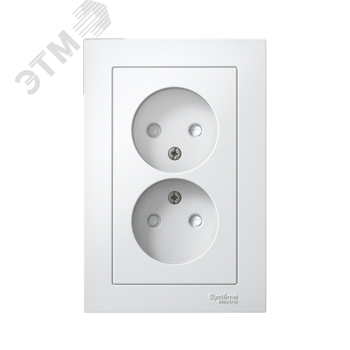 Розетка ATLASDESIGN двойная без заземления со шторками 16А в сборе белый - фото 2