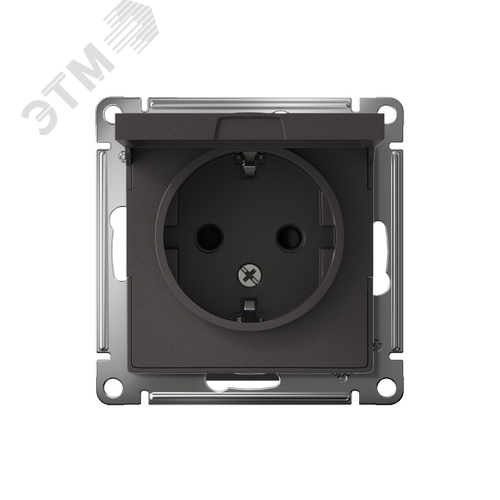 ATLASDESIGN РОЗЕТКА с заземл. со шторками с крышкой, 16А, IP20, механизм, БАЗАЛЬТ - фото 2