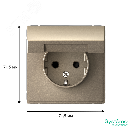 ARTGALLERY розетка с заземл. со шторк. с крышкой, 16А, IP20, механизм, шампань - фото 3