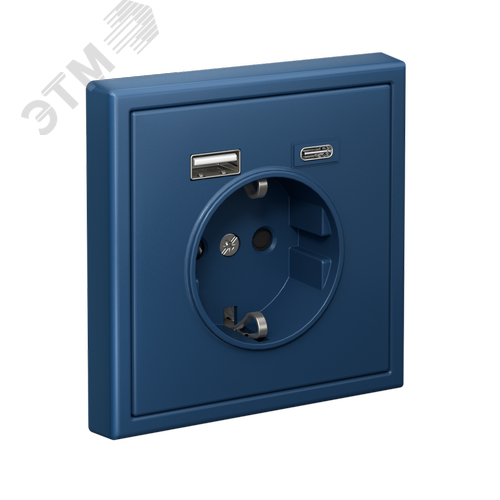 ARTGALLERY розетка 16А с 2 USB A+C, 5В/2,4А/3,0А, 2х5В/1,5А, механизм, аквамарин - фото 4