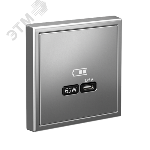 ARTGALLERY USB розетка тип-С 65Вт высокоскор.заряд. QC, PD, механизм, сталь - фото 4