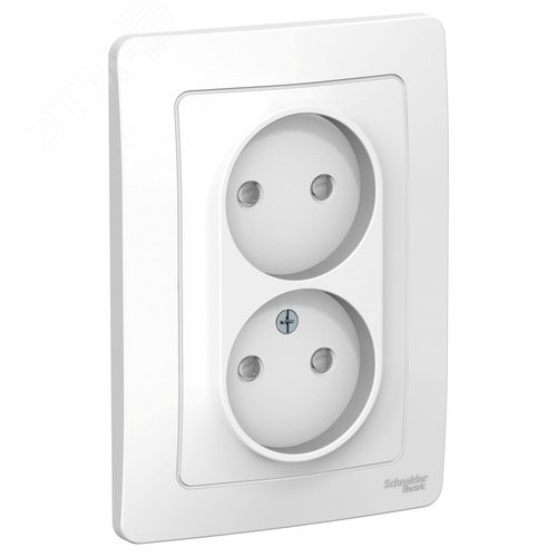 BLANCA скрытой установки розетка двойная без заземления со шторками, 16А, 250В, белый - фото 1