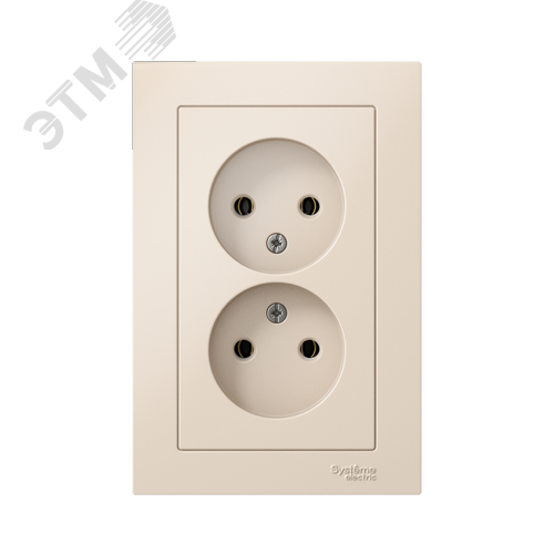 Розетка ATLASDESIGN двойная без заземления 16А в сборе бежевый - фото 5