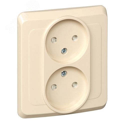 Изображение товара ЭТЮД Розетка двойная скрытая без заземления со шторками бежевая (шт)