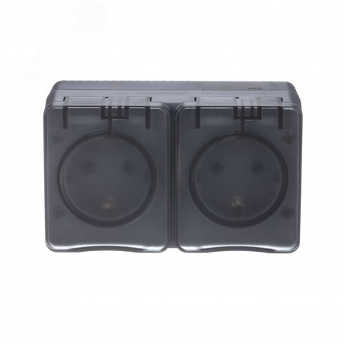 AtlasDesign Profi54 розетка двойная с заземлением со шторками IP54 16А 250B, АНТРАЦИТ, Россия - фото 5