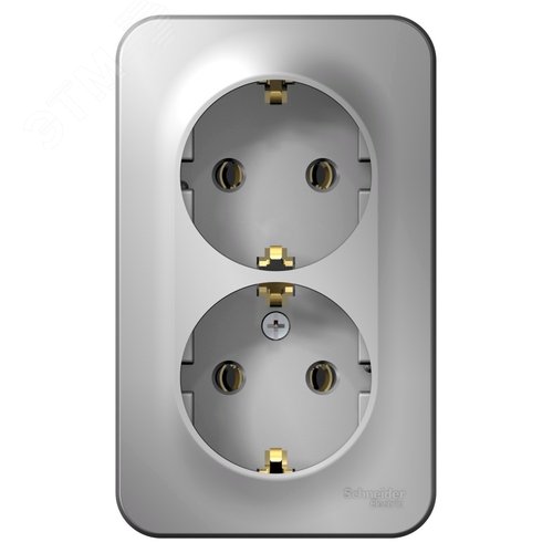 Розетка BLANCA наружная двойная, с заземлением, без шторок, с изолирующей пластиной, 16А, 250В, алюминий - фото 3