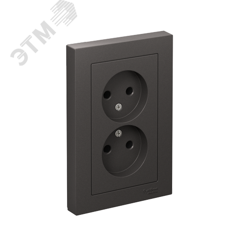 Изображение товара ATLASDESIGN РОЗЕТКА двойная без заземления,16А, в сборе, БАЗАЛЬТ (шт)