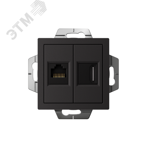 ATLASDESIGN РОЗЕТКА двойная HDMI+RJ45, кат.5Е, механизм, КАРБОН - фото 2