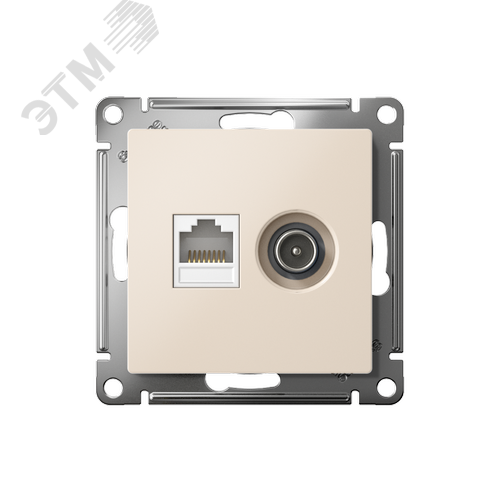 Розетка ATLASDESIGN двойная компьютерная+ТВ RJ45+TV категория 5E механизм бежевый - фото 2
