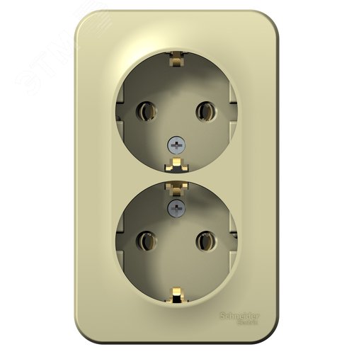 Розетка открытой установки BLANCA двойная с заземлением без шторок, с изолирующей пластиной, 16А, 250В, бежевый - фото 3