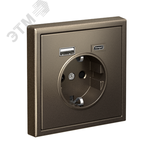 ARTGALLERY розетка 16А с 2 USB A+C, 5В/2,4А/3,0А, 2х5В/1,5А, механизм, мокко - фото 4