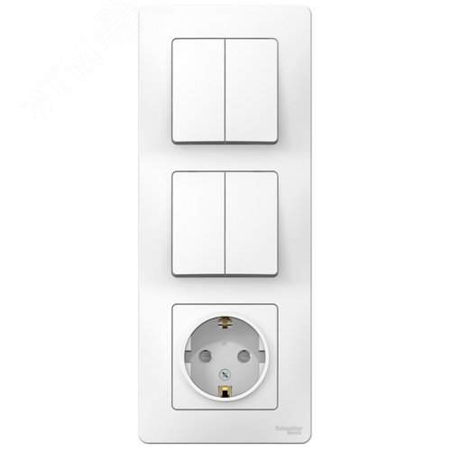 BLANCA скрытой установки блок: розет з/к шт 16А, 250В+выкл 2кл. выкл 2кл.белый - фото 3