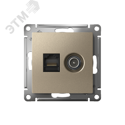 Розетка ATLASDESIGN двойная компьютерная+ТВ RJ45+TV категория 5E механизм шампань - фото 2