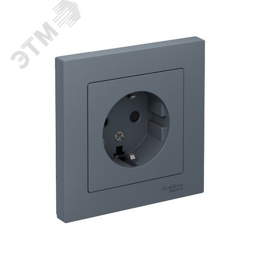 Изображение товара Розетка ATLASDESIGN с заземлением со шторками 16А в сборе грифель (шт)
