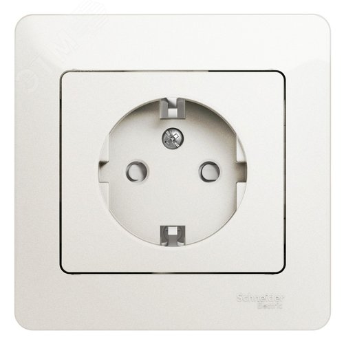 Изображение товара GLOSSA Розетка с заземлением со шторками перламутр в сборе (шт)