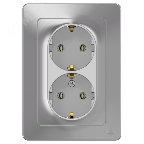 BLANCA скрытой установки розетка двойная с заземлением без шторок, 16А, 250В, алюминий - фото 5