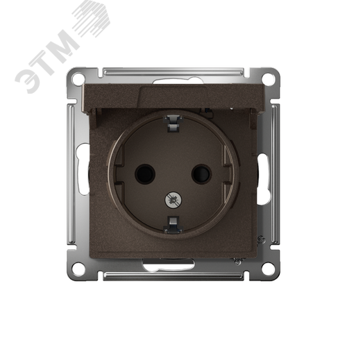 Розетка ATLASDESIGN с заземлением со шторками с крышкой 16А IP20 механизм мокко - фото 2