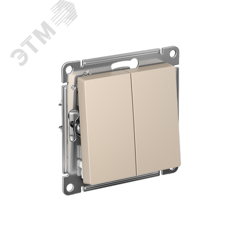 Изображение товара ATLASDESIGN выключатель двухклавишный, сх.5, 10АХ, механизм, ПЕСОЧНЫЙ (шт)