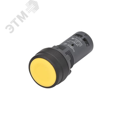 Изображение товара Кнопка моноблочная 22мм желтая с фиксацией, пластик, 1НО, IP65 SB7 (шт)