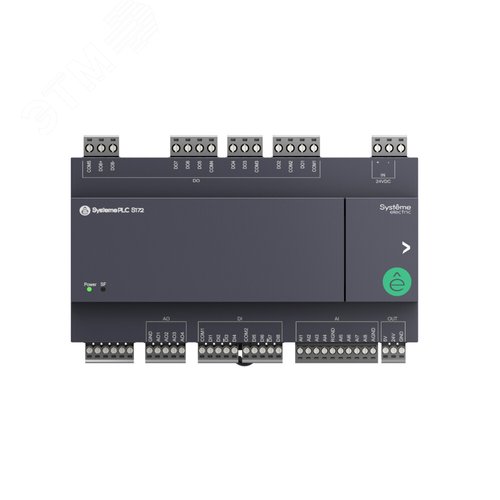 Изображение товара Модуль ввода/вывода смешанный, 24 VDC, 28 IO: 8 дискретных входов, 8 дискретных выходов (реле, 3 A), 8 аналоговых входов (NTC10K, PT1000, PT100, 0-10 V, 4-20 mA), 4 аналоговых выхода (0-10 V, 4-20 mA) (шт)