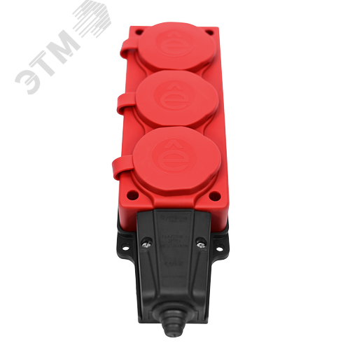 MultiSet Колодка 3х розетка 2К+З каучуковая 16А/250В IP44 Красная - фото 2
