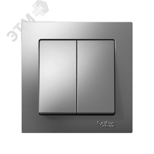 ATLASDESIGN 2-клавишный ВЫКЛЮЧАТЕЛЬ, сх.5, 10АХ, в сборе, быстрозажимные клеммы, СТАЛЬ - фото 2