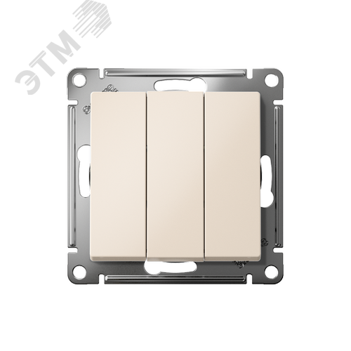 Выключатель трехклавишный ATLASDESIGN схема 1+1+1 10АХ механизм бежевый - фото 2