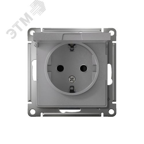 Розетка ATLASDESIGN с заземлением со шторками с крышкой 16А IP20 механизм алюминий - фото 7
