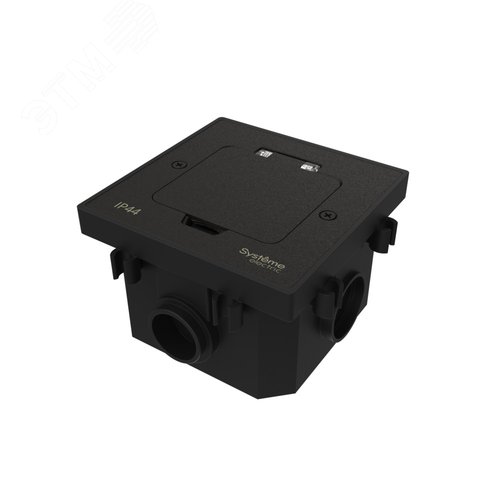 Изображение товара Лючок MultiDeS на 2 модуля IP44 с монтажной коробкой для бетонных полов ЧЁРНЫЙ матовый тип MDK20 (шт)