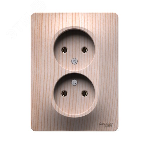GLOSSA розетка двойная без заземления,16А, в сборе, сосна - фото 1