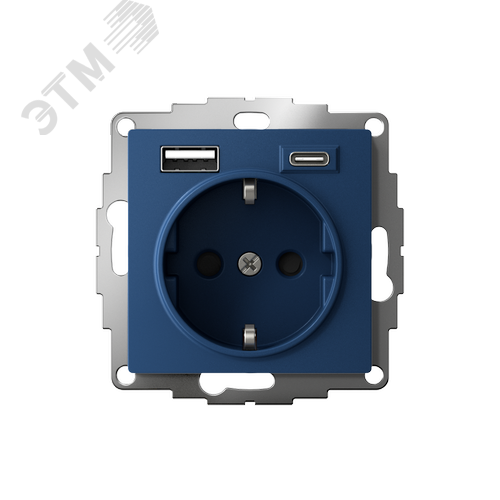 ATLASDESIGN РОЗЕТКА 16А c 2 USB A+C, 5В/2,4А/3,0А, 2х5В/1,5А, механизм, АКВАМАРИН - фото 2