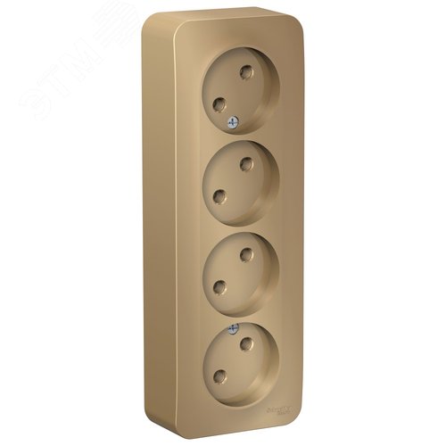 Изображение товара Розетка BLANCA наружная четырехпостовая, без заземления, без шторок, с изолирующей пластиной, 16А, 250В, титан (шт)