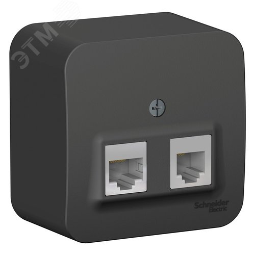 Розетка BLANCA наружная двойная компьютерная RJ45+телефонная RJ11, кат.5e, с изолирующей пластиной, антрацит - фото 1
