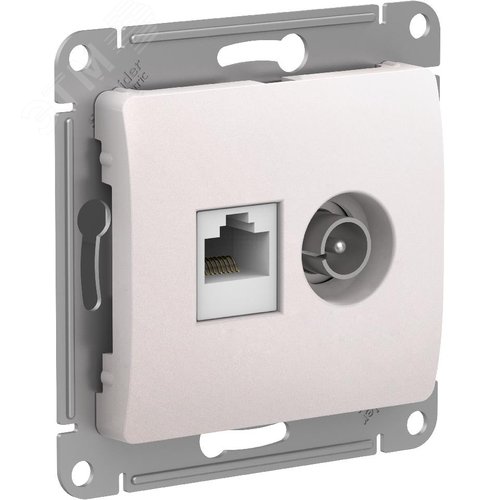 Изображение товара GLOSSA РОЗЕТКА двойная ТВ + компьютерная RJ45, кат. 5Е, ПЕРЛАМУТР (шт)