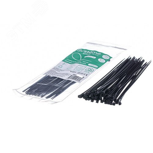 Стяжка кабельная MultiSet 200х4.8 Чёрная (100шт) - фото 2