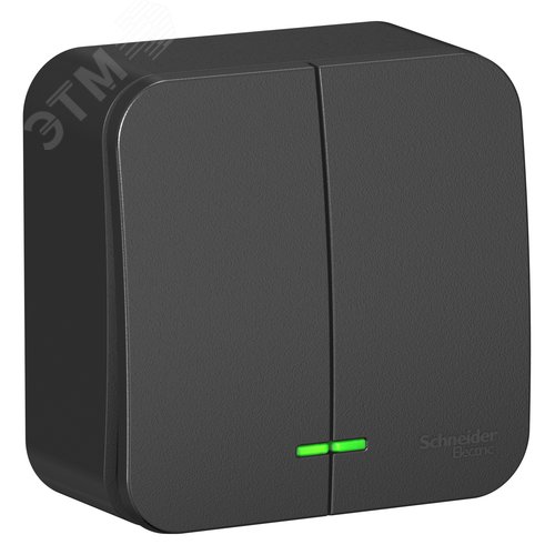 Выключатель BLANCA двухклавишный наружный (схема 5) с подсветкой и изоляционной пластиной 10а 250b антрацит - фото 6