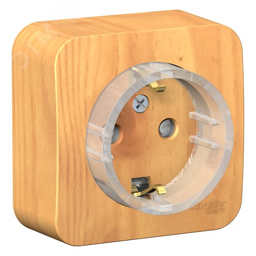 BLANCA Розетка наружная с заземлением со шторками, (тонкая), 16А, 250В, ясень - фото 3