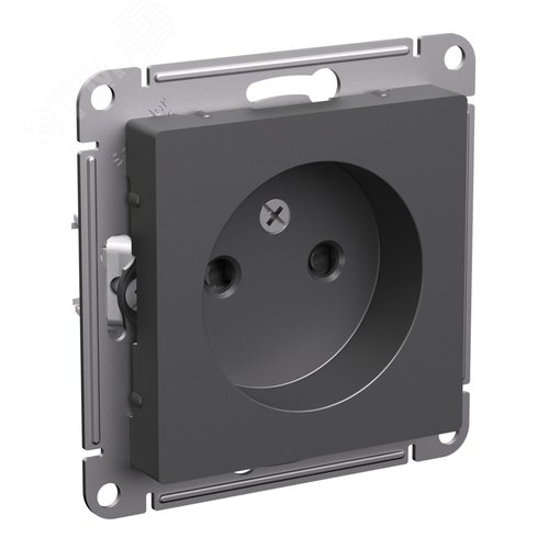 ATLASDESIGN РОЗЕТКА без заземления со шторками, 16А, механизм, БАЗАЛЬТ - фото 1