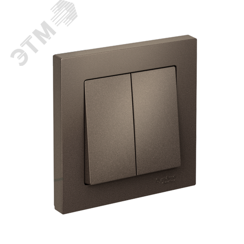 Изображение товара Выключатель двухклавишный ATLASDESIGN схема 5 10АХ в сборе мокко (шт)