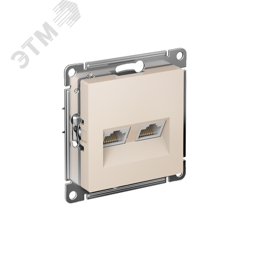 Розетка ATLASDESIGN двойная компьютерная RJ45+RJ45 категория 5E механизм бежевый - фото 1