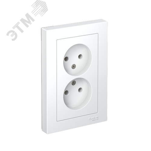 Розетка ATLASDESIGN двойная без заземления 16А в сборе белый - фото 1