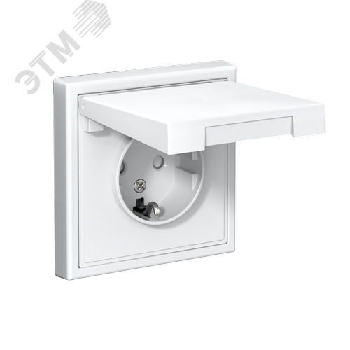 ARTGALLERY розетка с заземл. со шторк. с крышкой, 16А, IP20, механизм, белый - фото 4