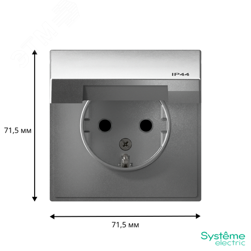 ARTGALLERY розетка с заземл. со шт. с крышк, 16А, IP44, механизм, алюминий - фото 3