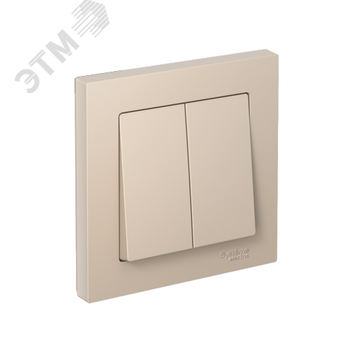 ATLASDESIGN выключатель двухклавишный, сх.5, 10АХ, в сборе, ПЕСОЧНЫЙ - фото 1