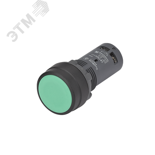 Изображение товара Кнопка моноблочная 22мм зеленая с фиксацией, пластик, 1НО+1НЗ, IP65 SB7 (шт)