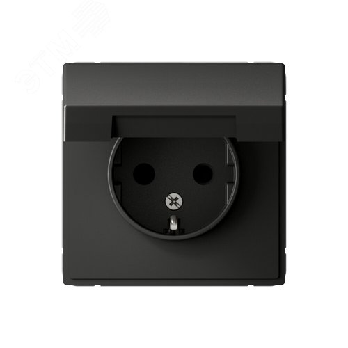 ARTGALLERY розетка с заземл. со шторк. с крышкой, 16А, IP20, механизм, базальт - фото 1