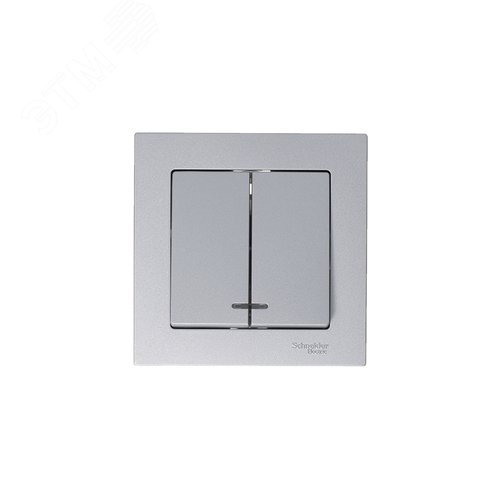 Выключатель двухклавишный ATLASDESIGN с подсветкой схема 5а 10АХ механизм алюминий - фото 6