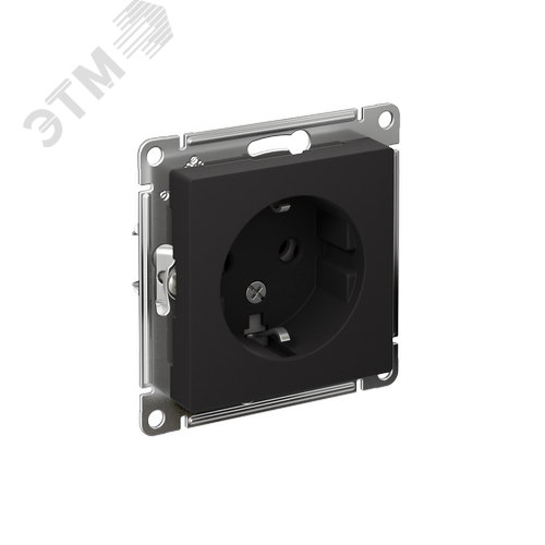 Розетка ATLASDESIGN с заземлением 16А механизм карбон - фото 1