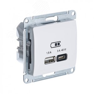GLOSSA USB РОЗЕТКА A + тип-C 45W высокоскор.заряд. QC, PD, механизм, БЕЖЕВЫЙ
